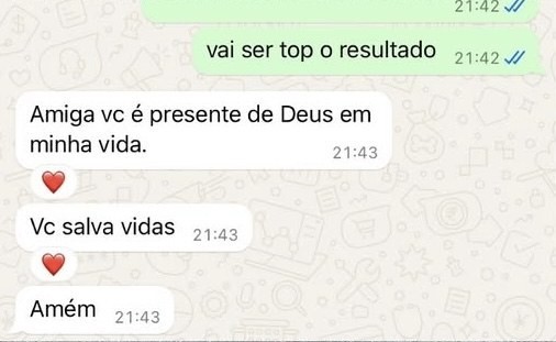 Print de WhatsApp: paciente diz que a Mayara é um presente de Deus em sua vida